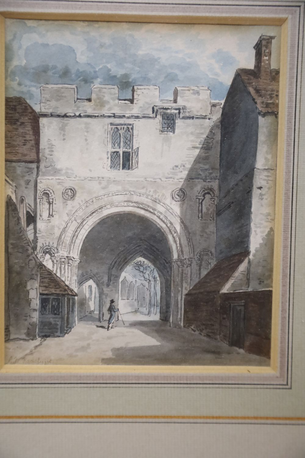 Charles Walter Radcliffe (1870-1903), watercolour, A Gateway to Canterbury Cathedral, signed, 14 x 11cm and three other assorted